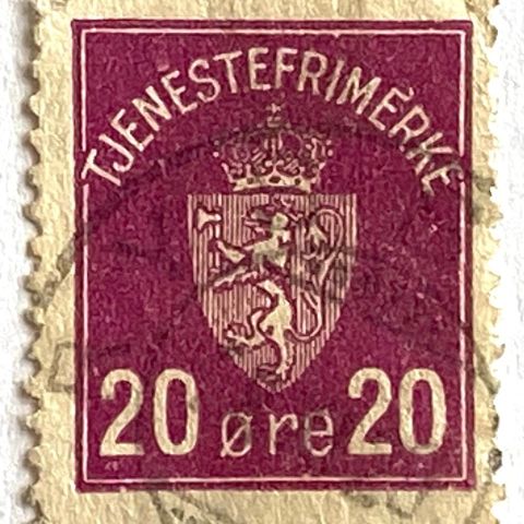 Norge 1926 Tjenestefrimerke T 4   20 øre rødfiolett / rødlilla Stemplet