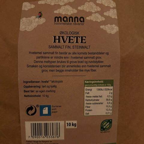 Hvetemel, sammalt økologisk