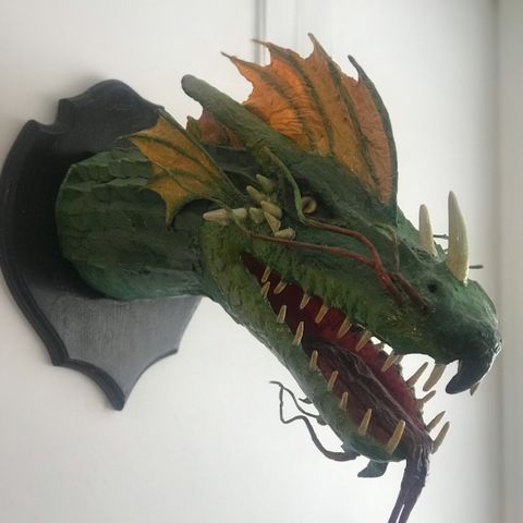 Dragon, papermache and airdry clay.