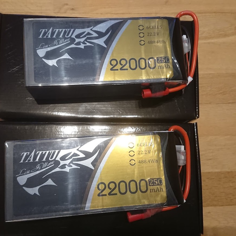 TATTU 22000mAh 22.2V 25/50C 6S1P Lipo Battery