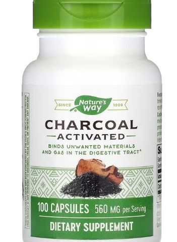 Nature's way Activated charcoal (Aktivt kull), 100 kapsler