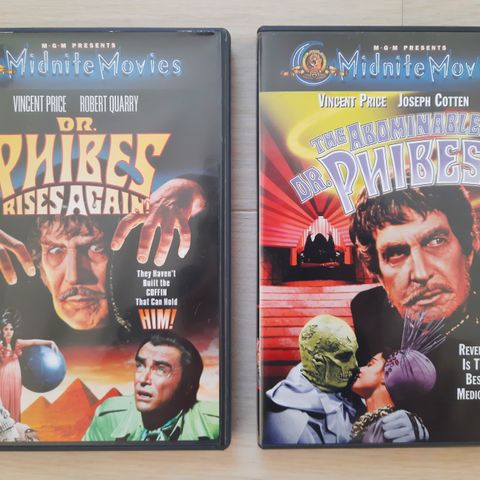 Dr. Phibes - 2 DVD sett - Vincent Price skrekkomedier