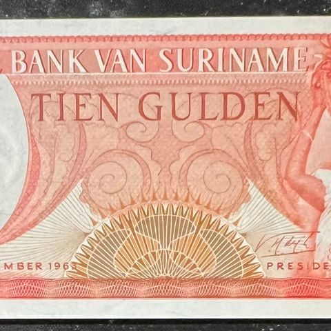 SURINAM. 10 GYLDEN. 1963. P-121b.  . Kv. 0