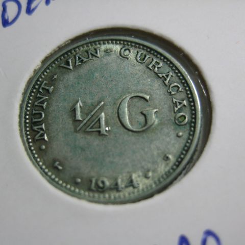 1/4 Gylden Curacao 1944 sølv