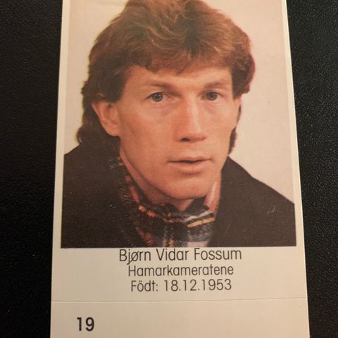 Bjørn Vidar Fossum HamKam Hamarkameratene 1983 sjeldent fotballkort klistremerke