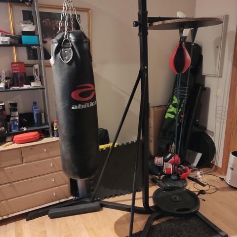 Boksestativ for boksesekk og speedbag + 2*25 vektskiver