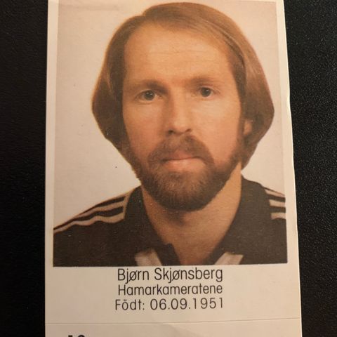 Bjørn Skjønsberg HamKam Hamarkameratene 1983 sjeldent fotballkort klistremerke