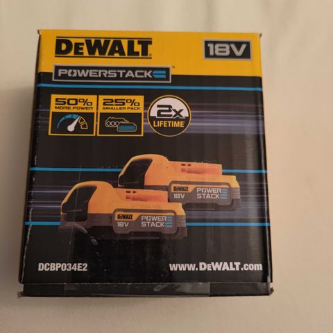 2stk Dewalt Powerstack batterier