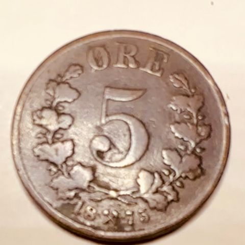 Pen 5 øre 1875 Norge (2815  AK)