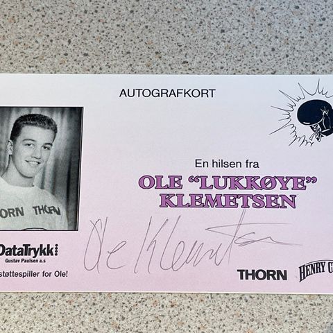 Ole Klemetsen Autografkort fra ca 1990