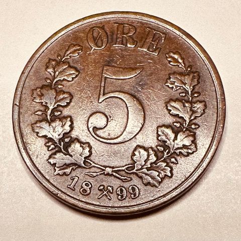 Pen 5 øre 1899  Norge (2814 AK)