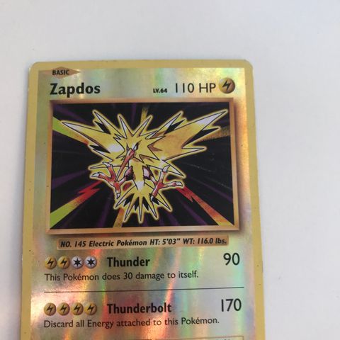 zapdos pokemon kort