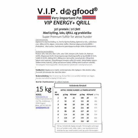 V.I.P. ENERGY+ QRILL 15KG