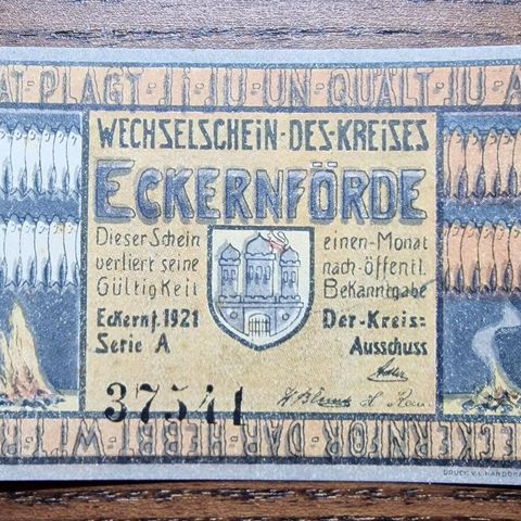 Tysk 50 Pfennig (1921) Antikk UNC Seddel