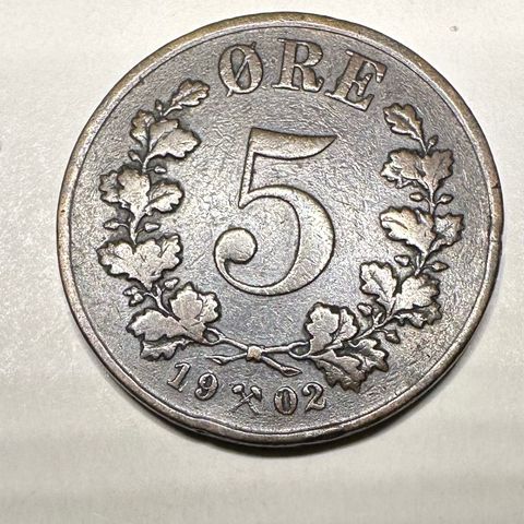 Pen 5 øre 1902  Norge (2816 AK)