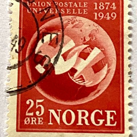 Norge 1949 Verdenspostforeningen 75 år  NK 381  Stemplet