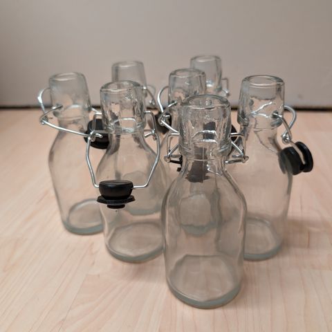 7 glassflasker 13cm høy