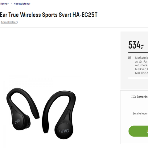 JVC Hodetelefoner In-Ear True Wireless Sports Waterproof