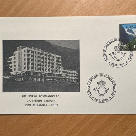 DET NORSKE POSTMANNSLAG - 27. landsmøte - Minnekonvolutt 26.5.1976