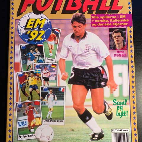 Norwegian ed. Semic EM Euro 1992 tomt album uten klistremerker fotballkort 92