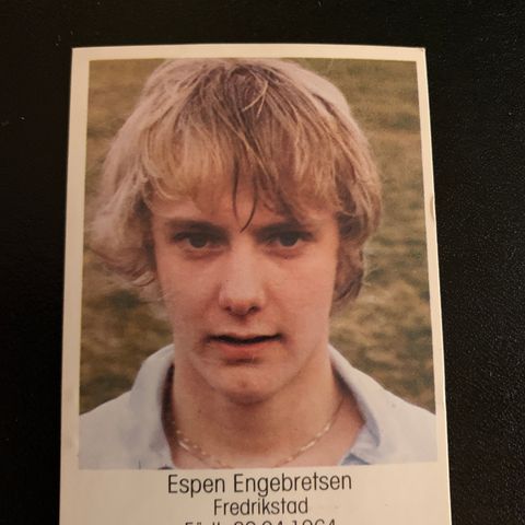 Espen Engebretsen Fredrikstad FFK 1983 sjeldent fotballkort klistremerke