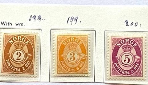 Norge 1937 Posthorn ogg løve II NK 197, 198, 199, 200 og 201 Postfrisk