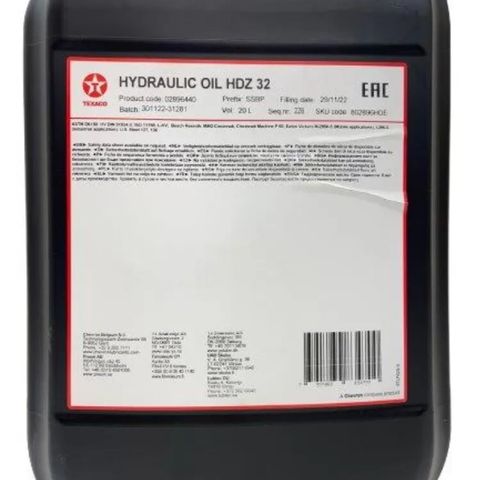 Texaco Hydraulikkolje HDZ 32 - 20 L