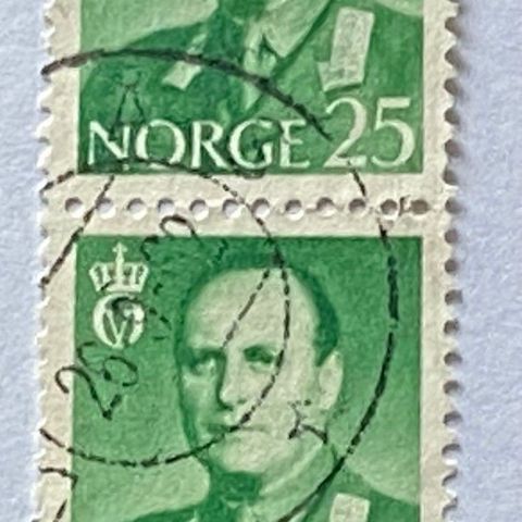 Norge 1958/62 Kong Olav V Øremerker NK 453 Vertikalt par Stemplet