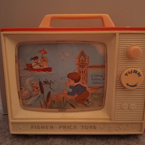 Fisher Price Toys. Herlig TV med musikk  merket med år 1966