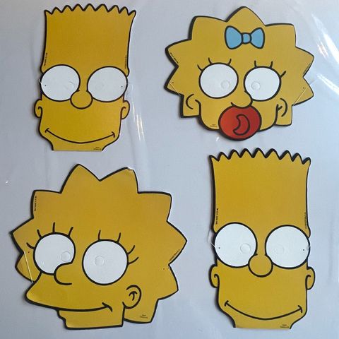 Kle deg ut som the Simpsons. Sett med fire ulike masker.