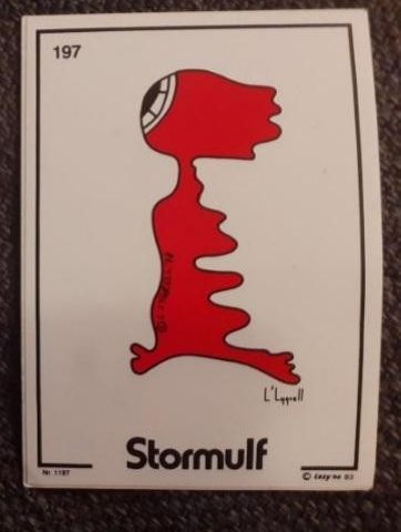 Stormulf klistremerke  fra 1980 tallet