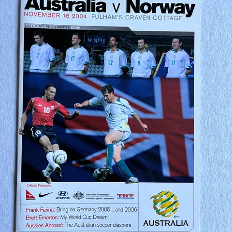 Program  Australia - Norge 2004 Fotball