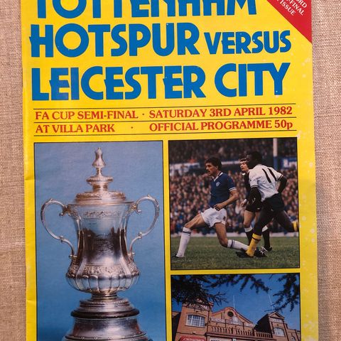 Tottenham Hotspur mot Leicester City FA cup semi 1982 fotballprogram