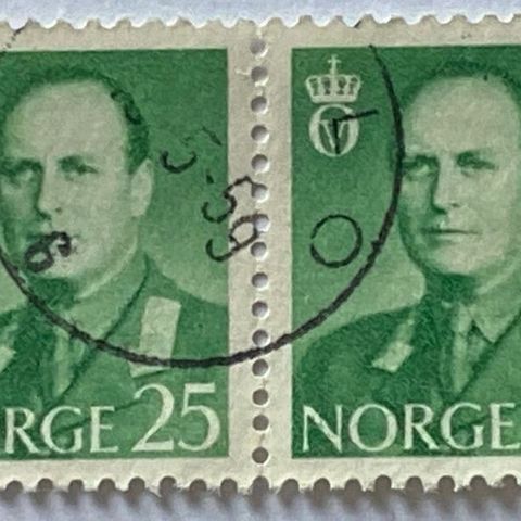 Norge 1958/62 Kong Olav V Øremerker NK 453 Horisontalt par Stemplet