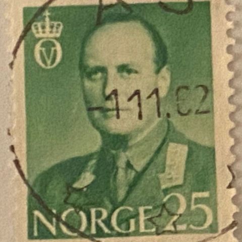 Norge 1958/62 Kong Olav V Øremerker NK 453 Stemplet