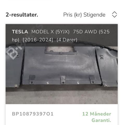 Støtfanger bak - Tesla Modell X