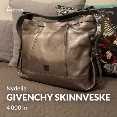 GIVENCHY skulderveske - nydelig skinn og metallicfarge!