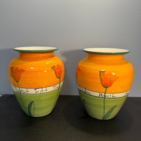 Grønn oransje vase (2stk)