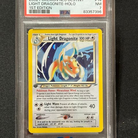 Light Dragonite 1st Edition #14 (holo) - Neo Destiny (2002) - PSA 7