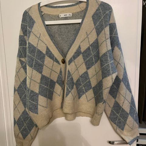 NY - cardigan, offwhite/lyseblå, fra Mango