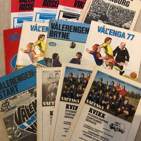 Vålerenga - gamle fotballprogrammer fra 70- og 80-tallet