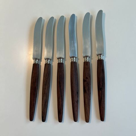 6 fruktkniver i teak. Retro