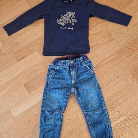 Jeans og genser str 98/104