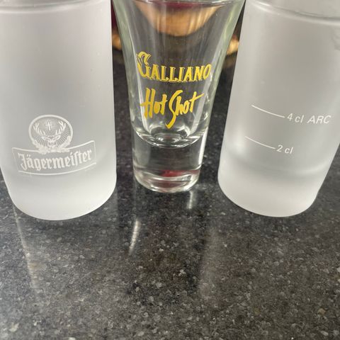 2 stk Jägermeister og 1 stk Galliano Glass