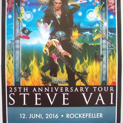 STEVE VAI - 25th anniversary tour. Rockefeller, Oslo 2016 (Konsertplakat)