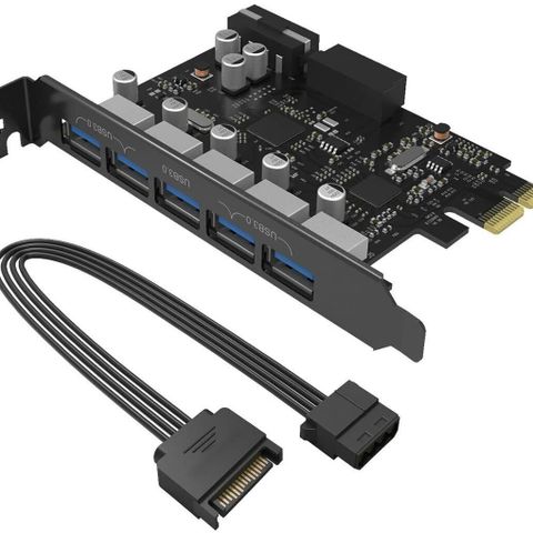 5 Ports PCI-E USB 3.0 Expansion Card Adpter and 19 Pin Internal USB 3.0