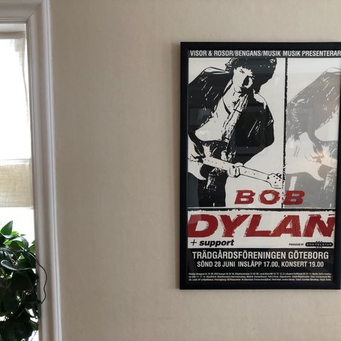 BOB DYLAN Original/unik konsertplakat 1992. Innrammet av Kunst- & Rammeverksted