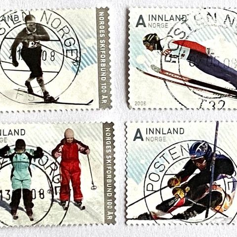 Norge 2008 Norges Skiforbund 100 år NK 1675 - 1678 Stemplet