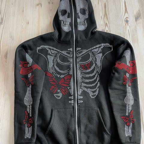 Full zip rhinestone hoodie