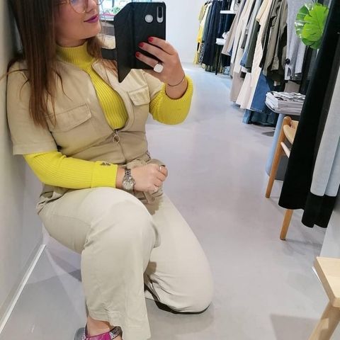 Grå beige utility workwear jumpsuit buksedrakt